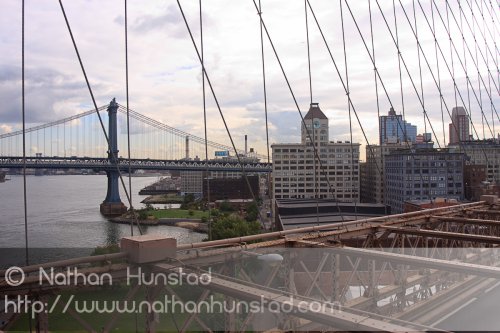 The Manhattan Bridge and the Brooklyn side of the Brooklyn Bridg